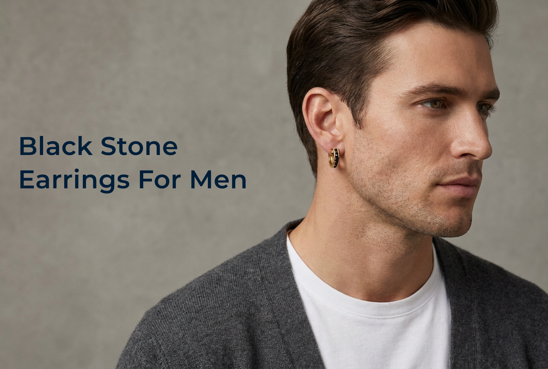 Black Stone Earrings For Men