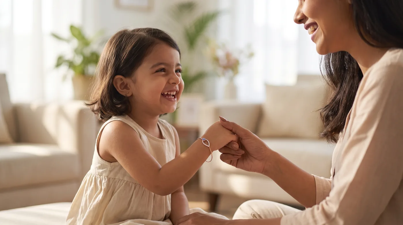 Childrens bangles 2026: The Pear Evil Eye Toggle Bangle worn on wrist