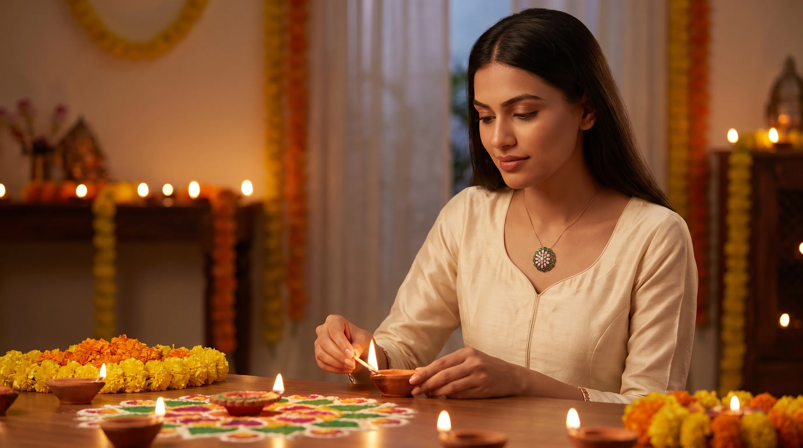 Diwali wishes in English 2 lines 2026 hero with The Lumeelle Cluster Pendant