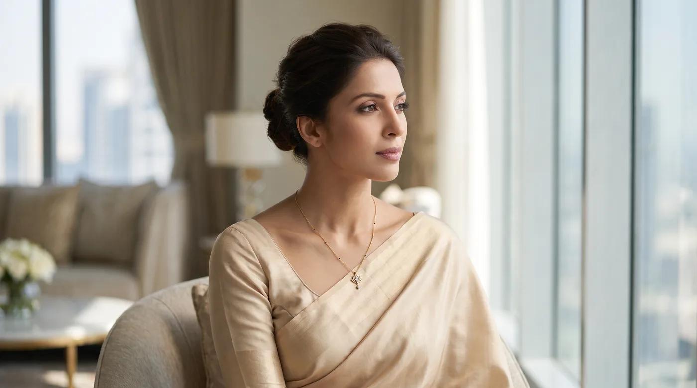Fancy necklace 2026: The Shubhlatika Mangalsutra Necklace on neck