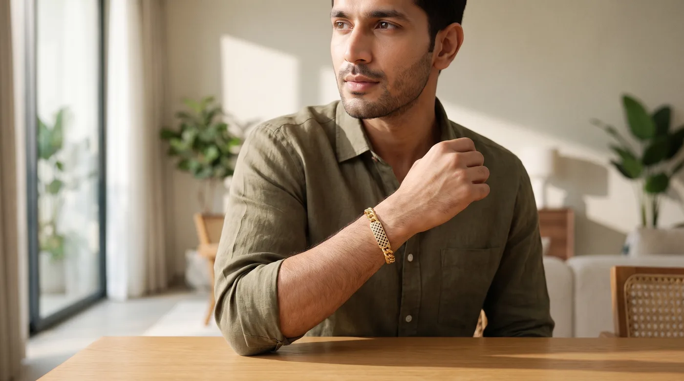 15 Trending Gents Bracelet Gold Designs in 2026: Curb Links, Kada, Purity & Styling Guide