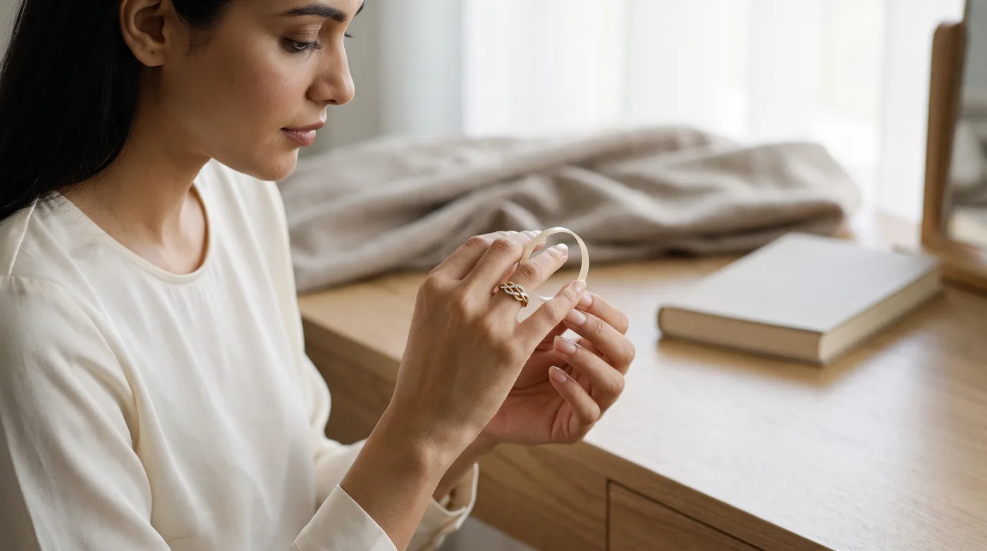 How to measure ring size at home with The Anya Ring and a flexible ring sizer