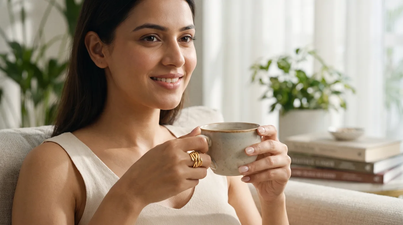 One gram gold ring for ladies 2026 hero: The Viperine Twist Ring worn by a woman