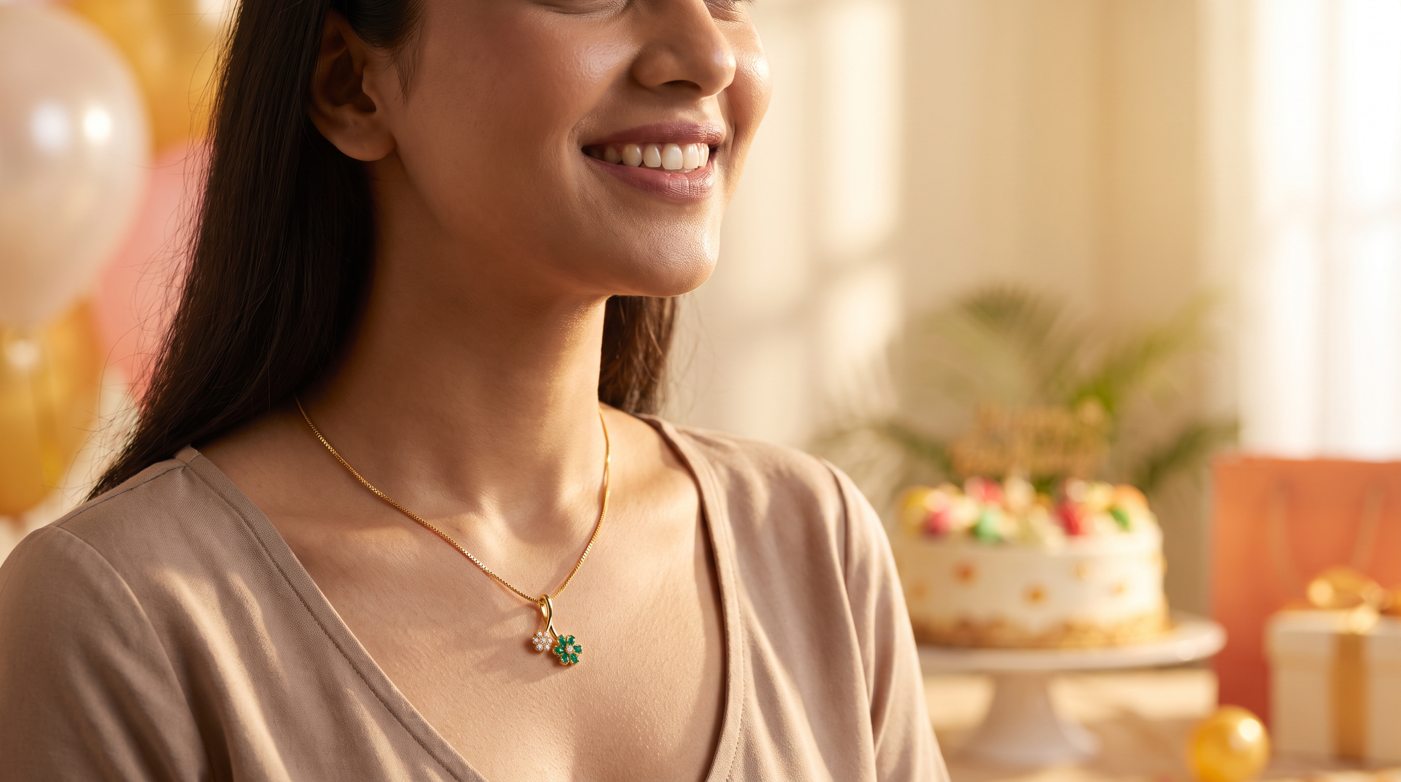 birthday wishes for sister 2026 hero with an Indian woman wearing The Aagarna Pendant