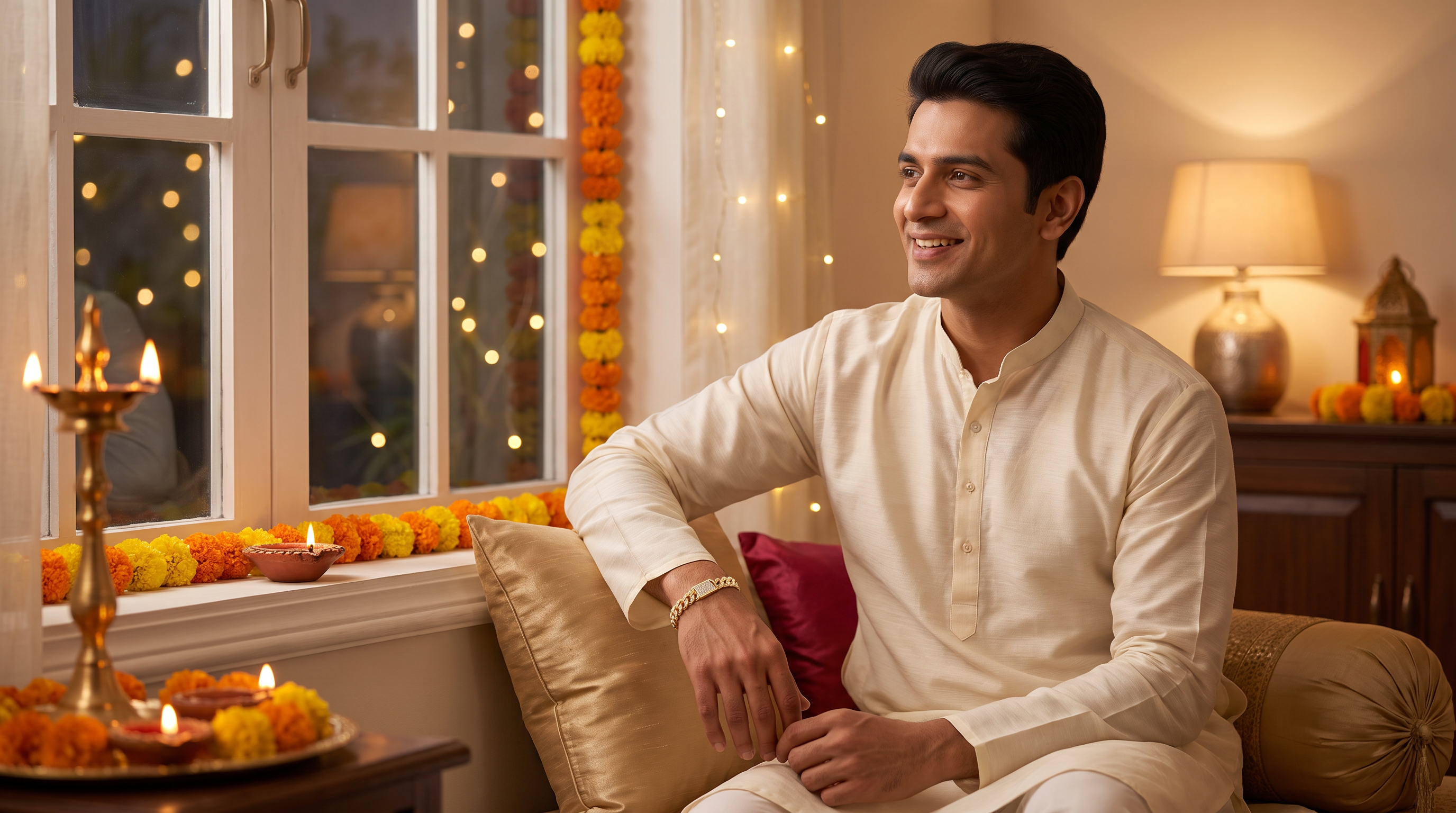 Unique Diwali quotes in English 2026 banner with The Network Link Bracelet