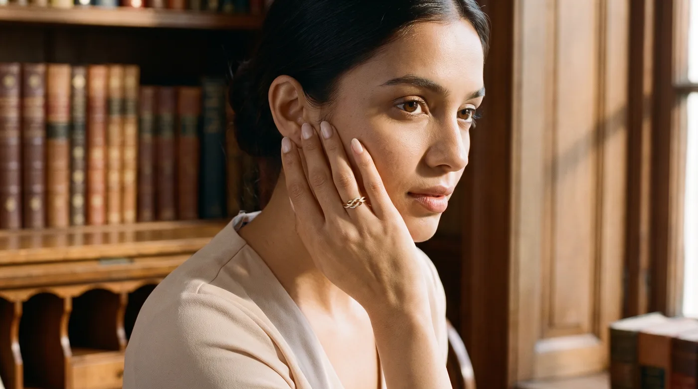 Diamond rings for girls 2026 buying guide: The Anya Ring styled on fair-skinned young Indian woman